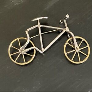 VINTAGE Sterling Silver Mechanical Bicycle Bike Pin 3” X 2” Moving Parts 925